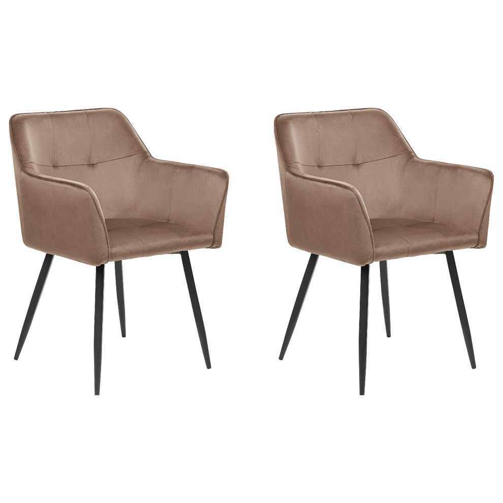 Set of 2 Dining Chairs JASMIN Velvet Brown-image-OPC-PCWHCJV-NEW