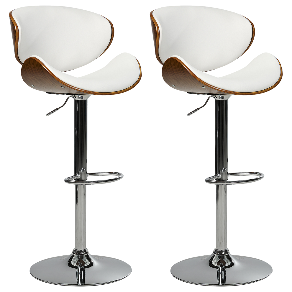 Set of 2 Bar Chairs ROTTERDAM Faux Leather Swivel White-image-OPC-PJ59WP2-NEW
