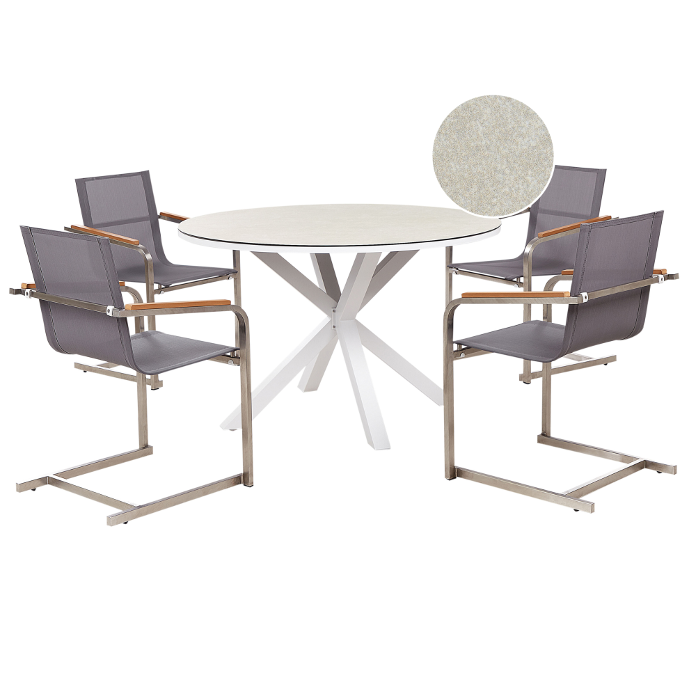 Garden Dining Set 4 Seater MALETTO/COSOLETO Metal Taupe-image-OPC-PGWZ8KK-NEW