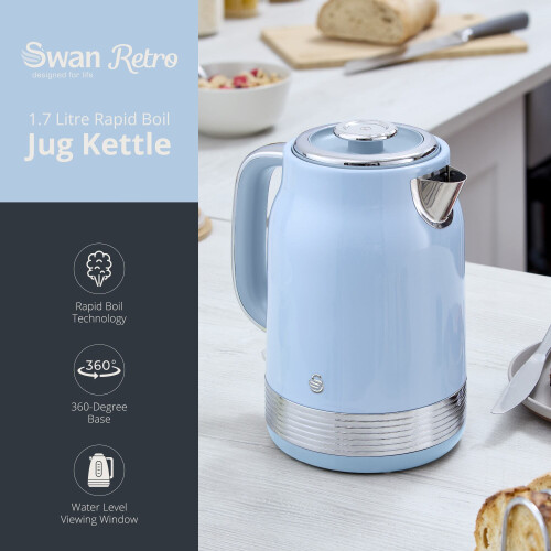 Swan Swan Retro Revive Blue Kettle 4 Slice Toaster & Microwave 2