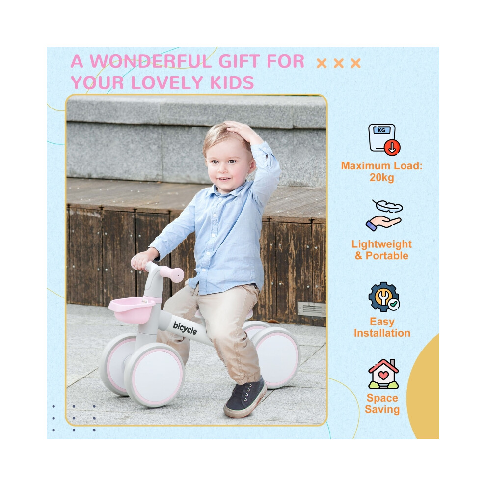 Balance Bike for Toddlers 1-3 Years Pink Adjustable Seat Height Quiet Wheels Lightweight Durable Frame for Easy Handling-image-OPC-PMZ6ZPS-NEW