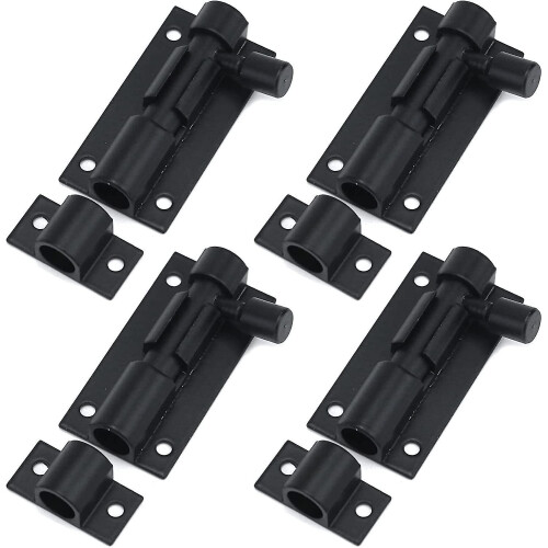 (Black) 4x Türschieberiegel aus Alu 5,08cm