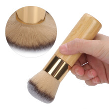 Bamboo Makeup Brush for Powder &amp; Blush, 13.5cm, Natural Wood Handle