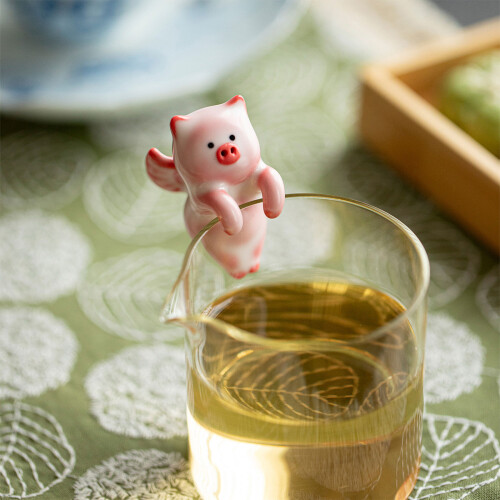 Accessoires de thé de cochon rose, accessoires artisanaux en 1