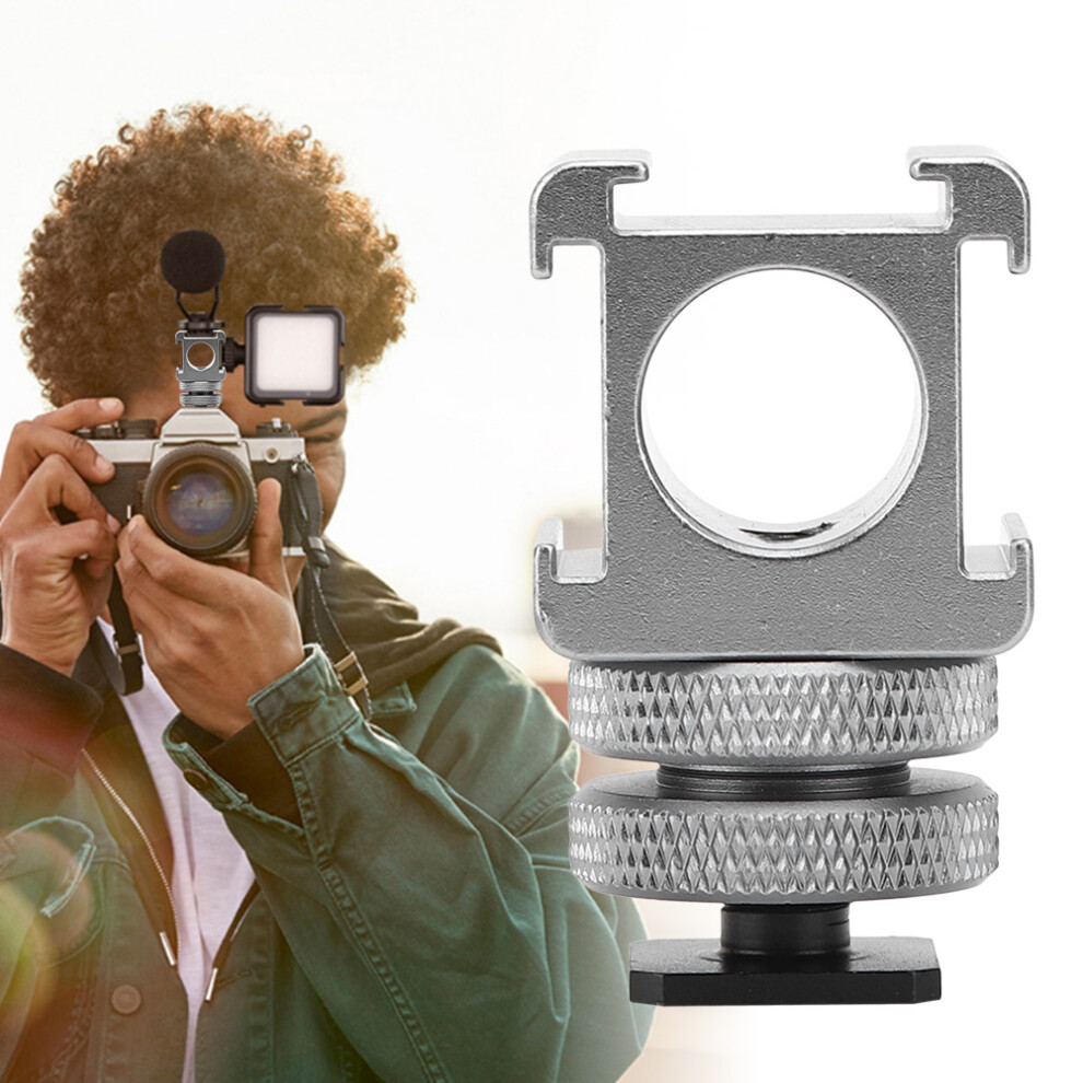 Camera Hot Shoe Mount With Fill Monitor Microphone Stand Light/Silver 4391361494376