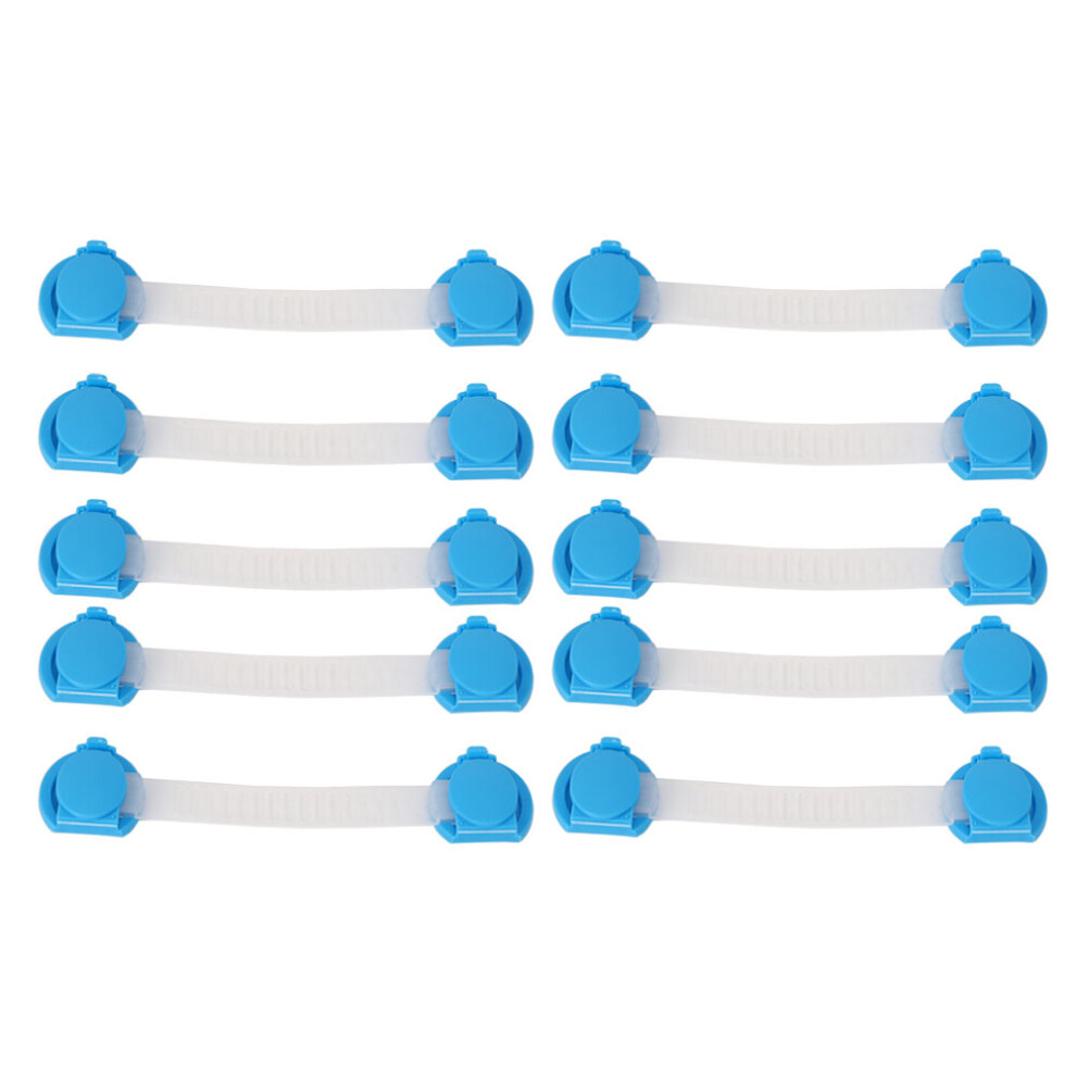 10pcs Baby Safety Lock Straps Childproof Cabinet & Fridge Locks Blue 15cm