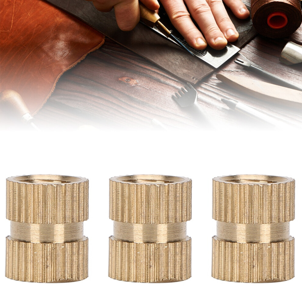 100Pcs Brass Knurl Insert Nut M6x10x8 Double Pass Fasteners For Handmade Projects 8431361499622
