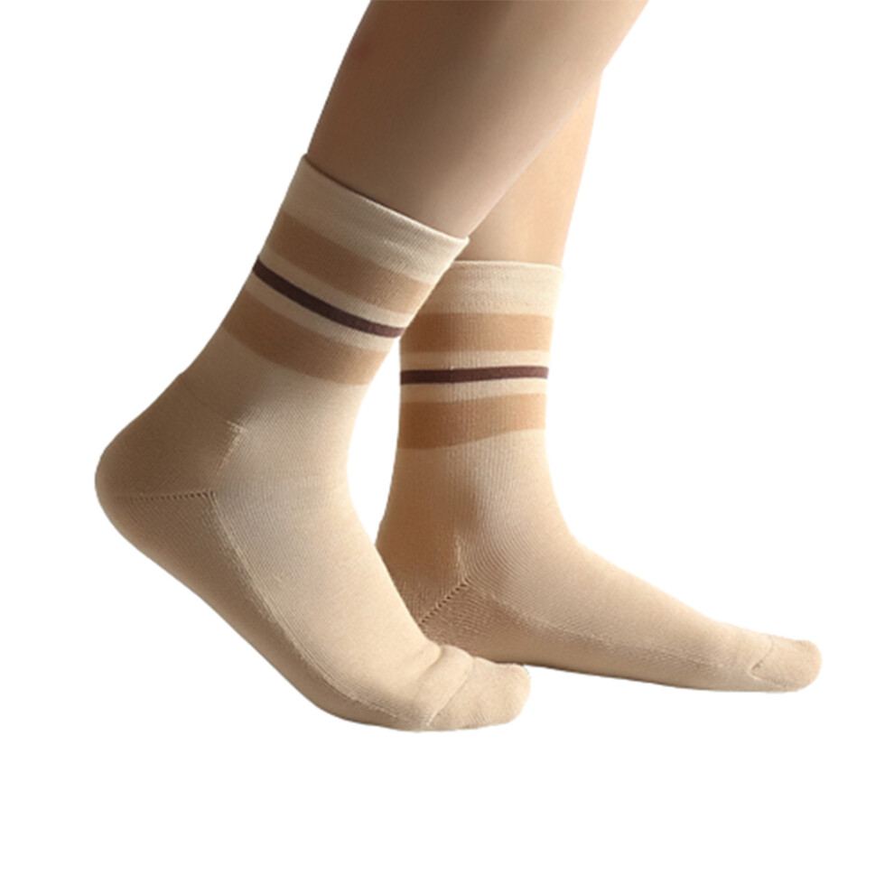 (Light Brown) 1 Pair Sock Medium Tube Breathable Socks Hosiery Comfortable Footwear-image-OPC-PMZ7FPK-NEW