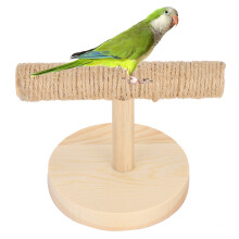 Vogelkäfigständer aus Holz, Vogelschauplattform, Trainingsspielzeug, Hanfseil, langlebig