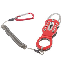 Mini Fishing Grip Aluminum Alloy Anti-Lost Rope, 123mm, Red