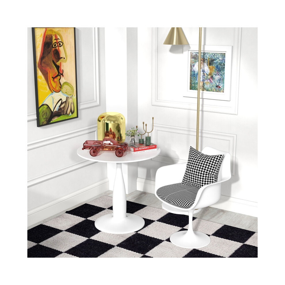 Modern Round Dining Table with Steel Frame Compact Space Saver with Non-slip Feet Ideal for Small Dining Rooms-image-OPC-PMZ87DP-NEW