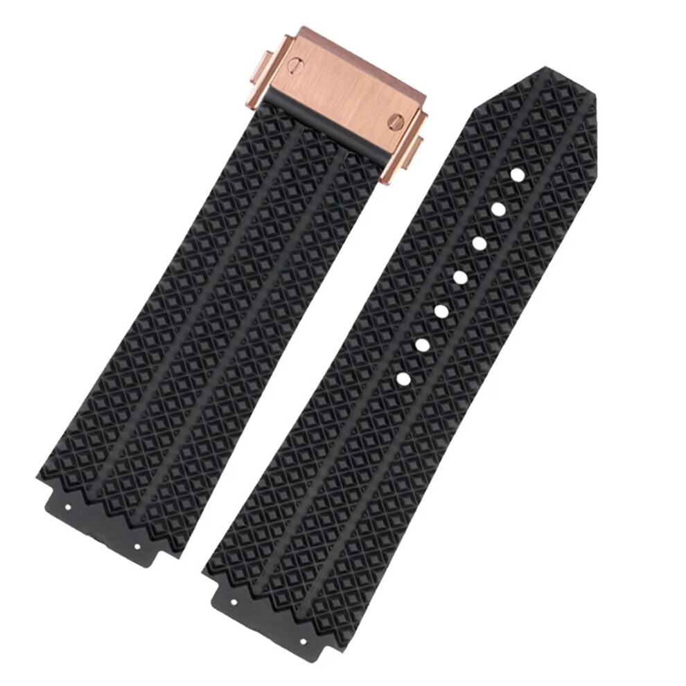 TTDGYYXW Fluorosilicone watchbands For Silicone 26 19mm Waterproof Men's Watch Strap Chain Rubber Bracelet Wristband K BlackAroseA 25A17mm-image-OPC-PMZ87KS-NEW