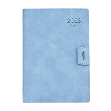 2026 Daily Planner with Ribbon Bookmarks Elastic Pen-Sky Blue