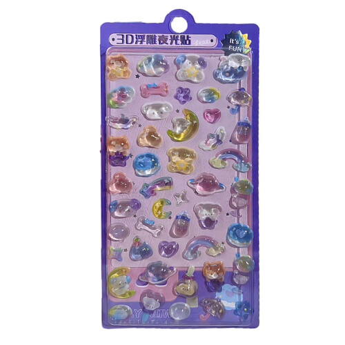 Illuminated Adhesive Sticker Cartoon Embossed Sticker For Kid