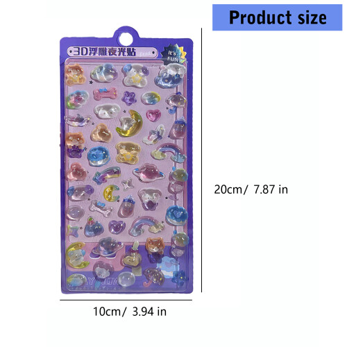 Illuminated Adhesive Sticker Cartoon Embossed Sticker For Kid 2