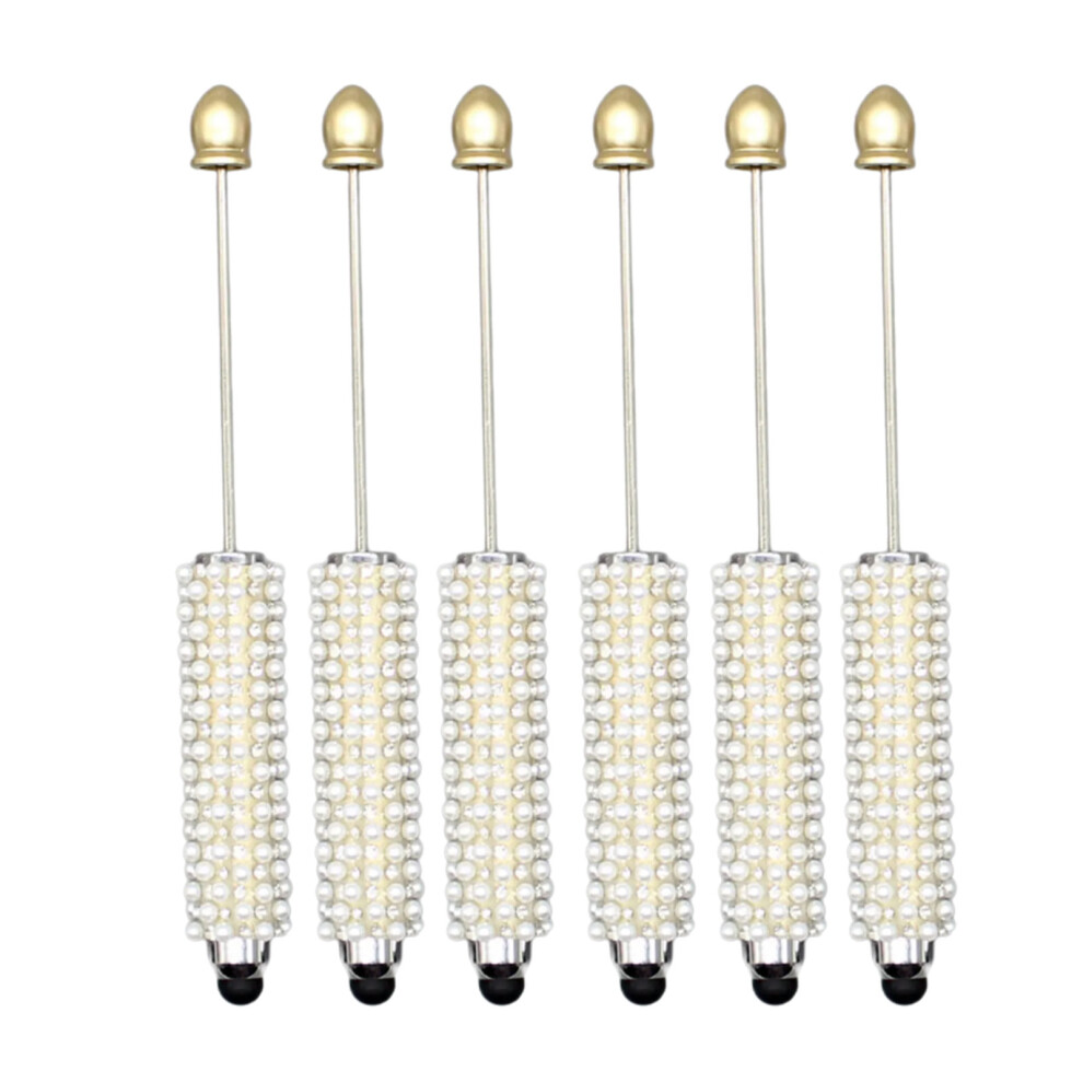 6Pcs 2-In-1 Stylus Pen With Beadable Ballpoint Pen- Gold 7704000147095