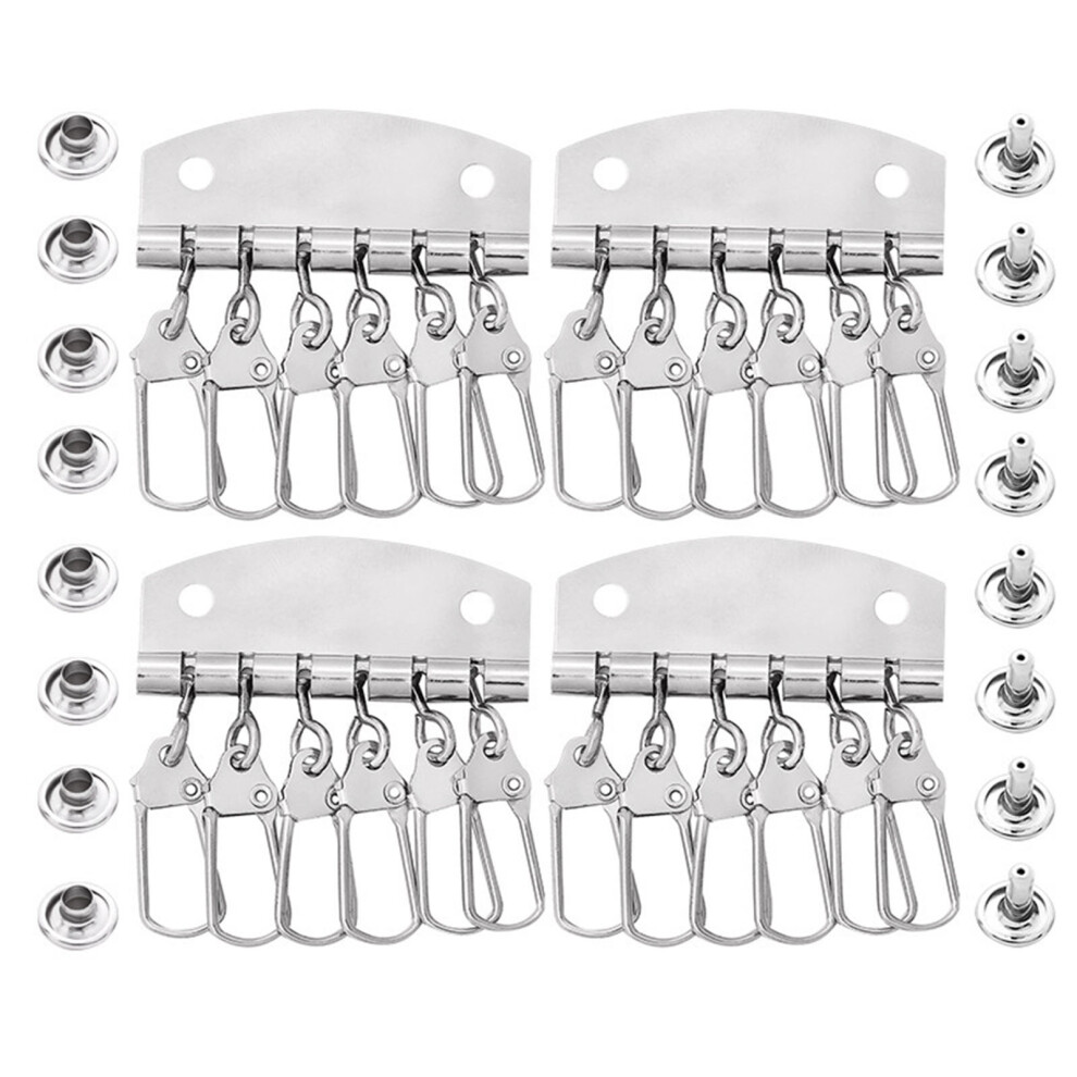 4Pcs Keyring Row Organizers Leathercraft Wallet Bag-Six Teeth Silver 7704000148177