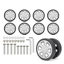 8PCS Luggage Roller Wheels Universal Fit Practical-58 silver