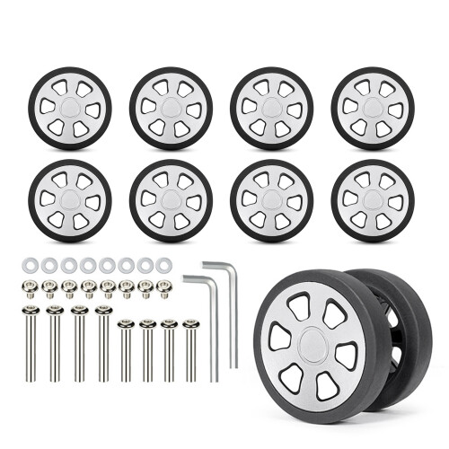 8PCS Luggage Roller Wheels Universal Fit Practical-58 silver
