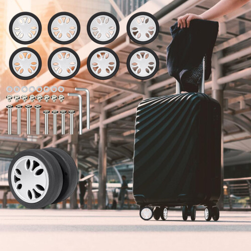 8PCS Universal Suitcase Wheels Abrasion Resistant-63 black 2