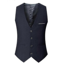 (M, Navy Blue) Plus Size Men's Slim Fit Suit Vest Tops For Business, Wedding, Formal Or Casual Waistcoat Single-breasted Waist Coats