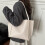 Contemporary Large Shoulder Bag Lightweight Underarm-White 4