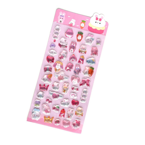 Reusable Sparkling Cartoon Sticker Safe Plastic Texture-pink.
