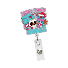 Christmas Badge Holder Sequins ABS Retractable Badge Holder-4