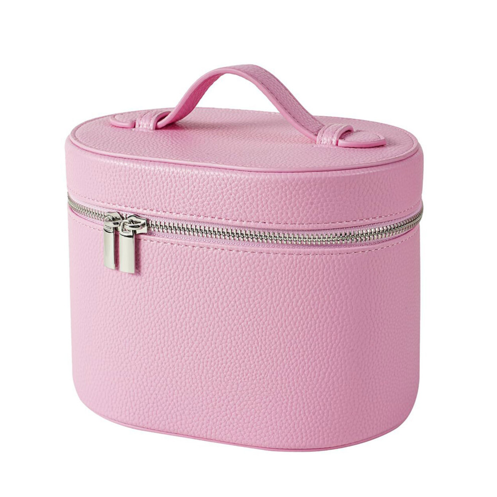 Pink Leather Cosmetic Pouch Handbag Waterproof Cosmetic Bag