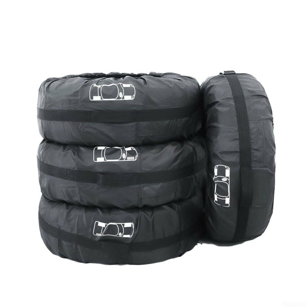 4 Pcs Suv Spare Tire Cover Bags With Adjustable Size And Handles For Carry And Seasonal Protection (L) 9323874977621
