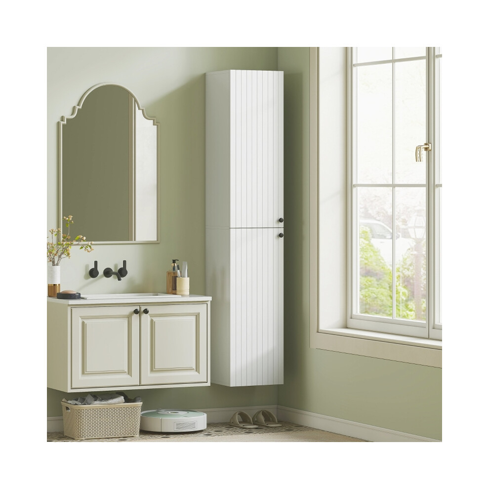 Bathroom Storage Cabinet Wall Mounted Tall White Slim Cabinet with Soft-Close Hinges 2 Doors for Bathroom Organization-image-OPC-PMZ8Z8C-NEW