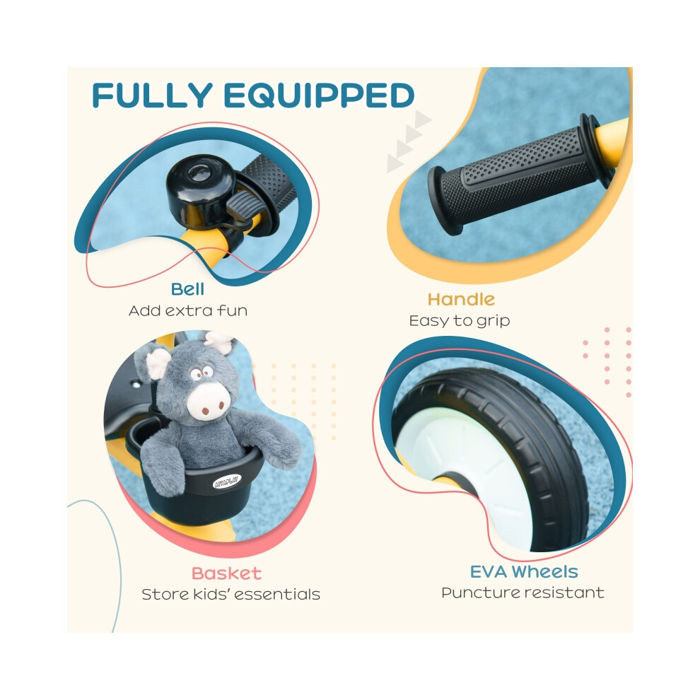 Kids Trike with Adjustable Seat Basket & Bell â Suitable for 2-5 Years Durable Plastic Yellow Ride-On Easy to Operate-image-OPC-PMZ8ZGZ-NEW