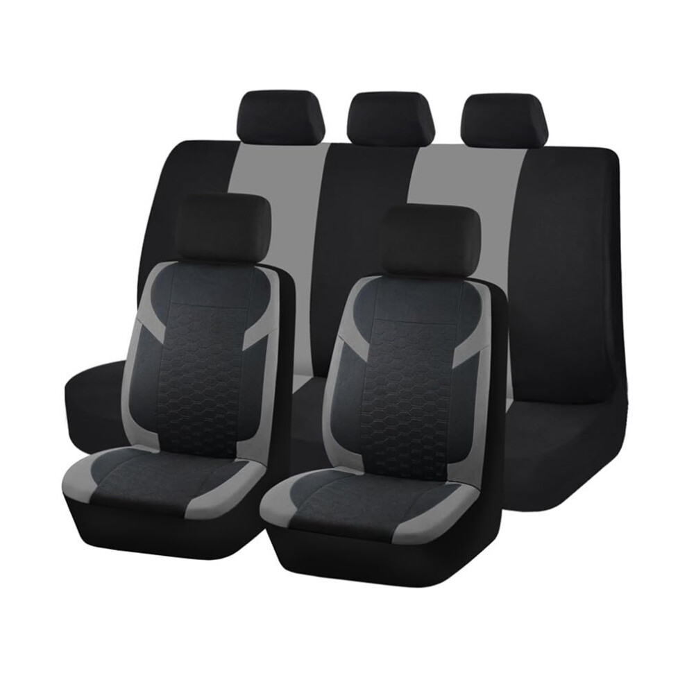 Full Set Car Seat Covers Universal Seat Car Cover Fabric Lattice Car Accessories Interior Fit Most Car Suv Van Seat Protector Black/Grey 9323874977690