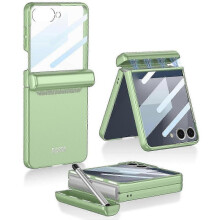 (Wine Red, Green) GKK Magnetic Hinge Case for  Galaxy Z Flip7 5G with Front Screen Protector - Matcha Green