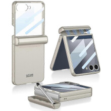 (Silver, Grey) GKK Magnetic Hinge Case for  Galaxy Z Flip7 5G with Front Screen Protector - Matcha Green