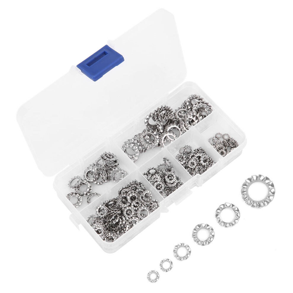 300Pcs Stainless Steel External Tooth Lock Washers M2.5-M8 Anti-Loose Gasket 4911361544378
