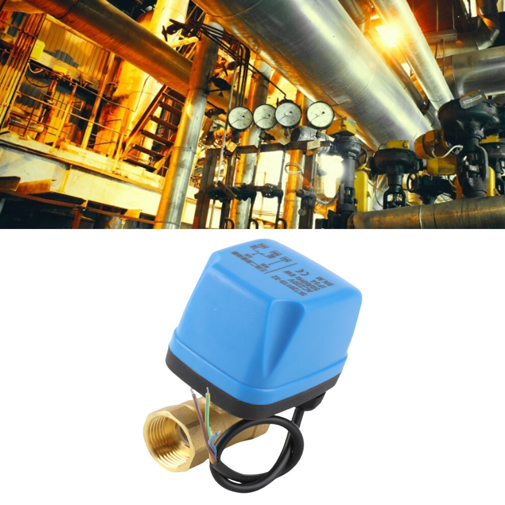 Electric Ball Valve 2-Way 220V Ip54 Brass 1-Inch Blue 7891361546534