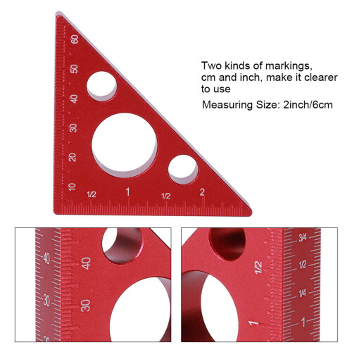 Aluminum  Alloy 2in/6cm Angle Triangle Ruler - Precision Woodworking Tool HOT 2