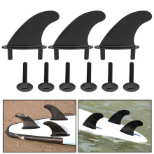 3Pcs Black Soft PVC Fin Rudder for Surfboard with Screws