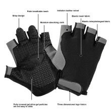 Guanti fitness per allenamenti versatili, sollevamento pesi ammortizzante, design a mezzo dito, protezione antiscivolo flessibile in spandex