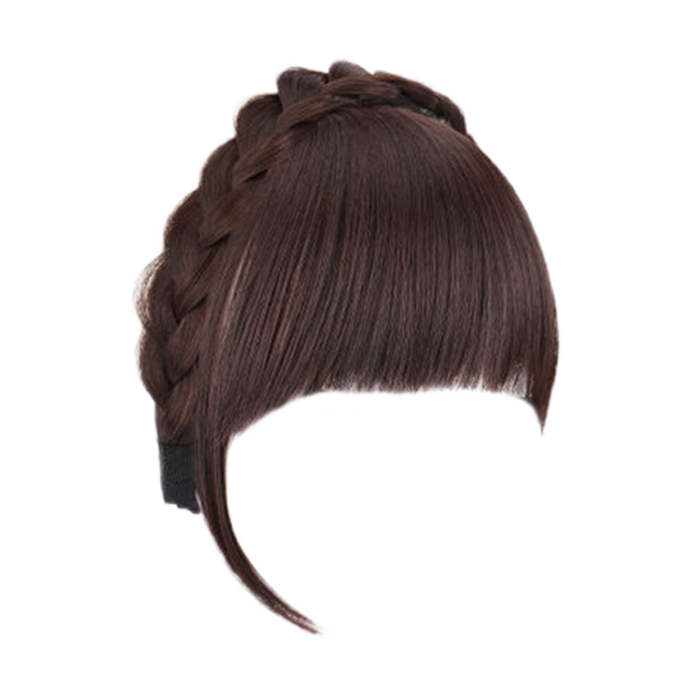 Black False Fringe Synthetic Hair Wigs Headband-Light brown
