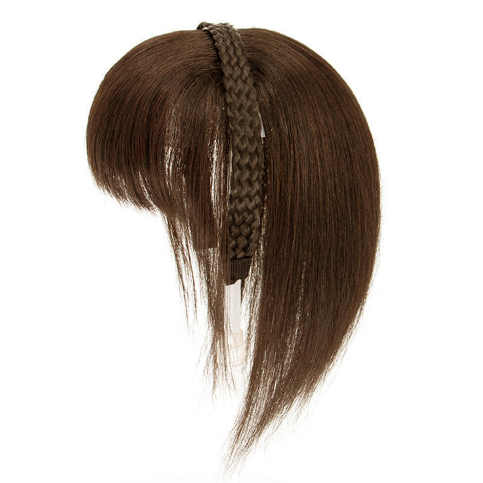 Full Density Wigs Black False Fringe Synthetic Hair-Light brown