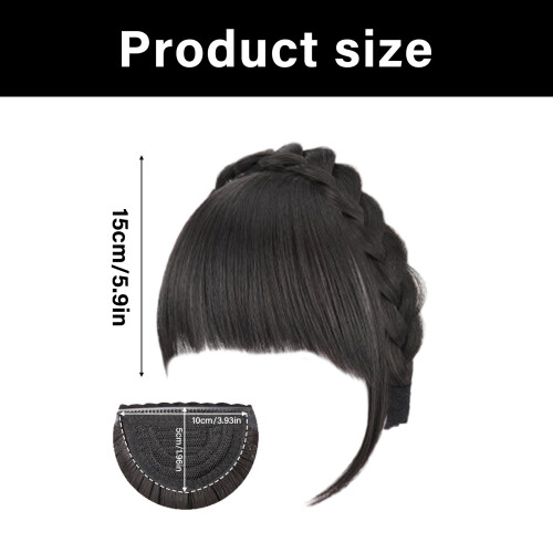 Hair Accessory Headband Braid Natural Bangs Wigs For-Dark brown 2