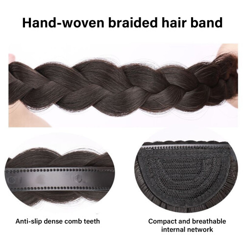 Hair Accessory Headband Braid Natural Bangs Wigs For-Dark brown 1