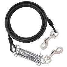 (Black) 300cm Dog Leash with Shock Absorbing Spring Heavy Duty Pet Traction Rope Walking Leash for Small Pet Dogs Escape Proof  Silver