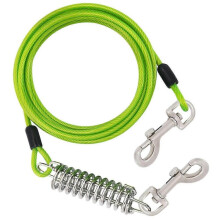 (Green) 300cm Dog Leash with Shock Absorbing Spring Heavy Duty Pet Traction Rope Walking Leash for Small Pet Dogs Escape Proof  Silver