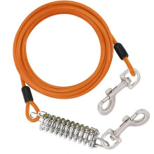 (orange) 300cm Dog Leash with Shock Absorbing Spring Heavy Duty Pet Traction Rope Walking Leash for Small Pet Dogs Escape Proof  Silver