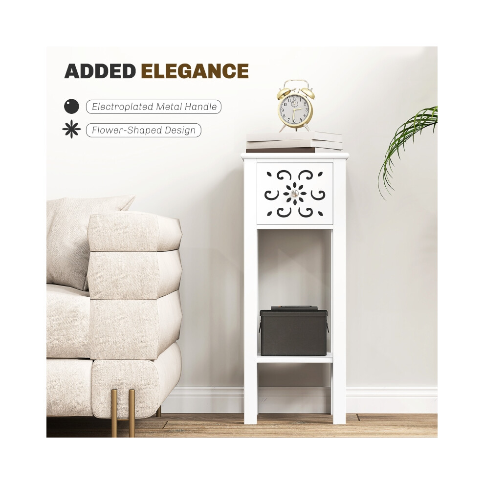 White Set of Two Stylish Floral Pattern Side Tables Durable Material Elegant Design Compact Size 50cm Height for Modern Homes-image-OPC-PMZ9CRN-NEW