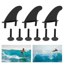 3Pcs Black PVC Fin Rudder for Surfboard Soft Longboard with Fixing Screws
