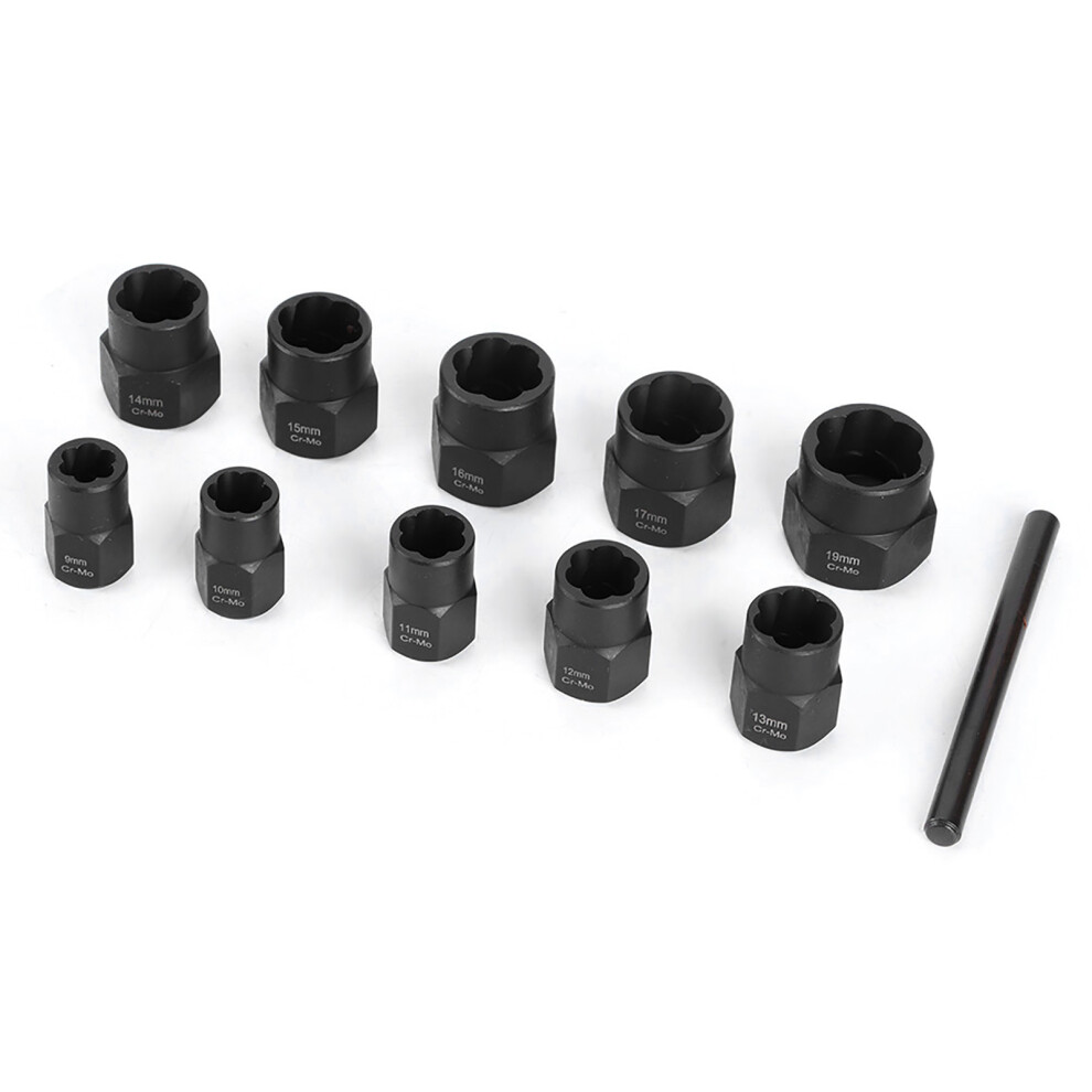 11Pcs Damaged Nut Lock Remover Set 3/8In Drive Carbon Steel 6901361565624